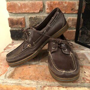 Rockport Mens Vintage Brown Leather Boatshoes Loafers Size 13M